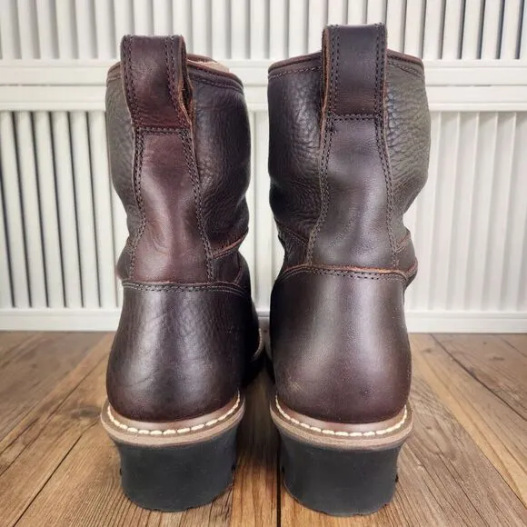 Georgia Boot 8&quot; Logger Waterproof Steel Toe Work Boots Mens Sz 14 M Brown G7313