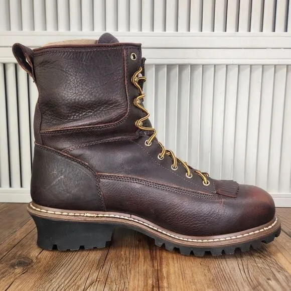 Georgia Boot 8&quot; Logger Waterproof Steel Toe Work Boots Mens Sz 14 M Brown G7313