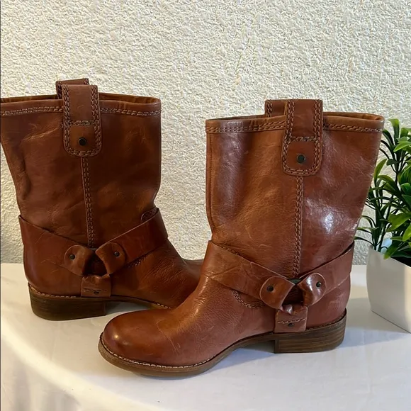 Gianni Bini Brown Combat Moto Boots with Buckle Detail
