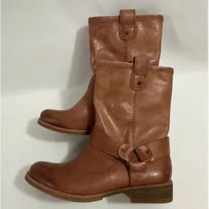 Gianni Bini Brown Combat Moto Boots with Buckle Detail
