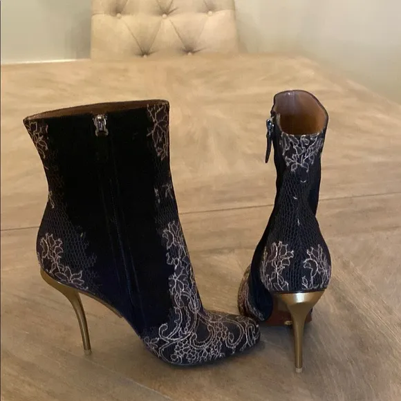 Giorgio Armani Black and Gold Women's Ankle Boots