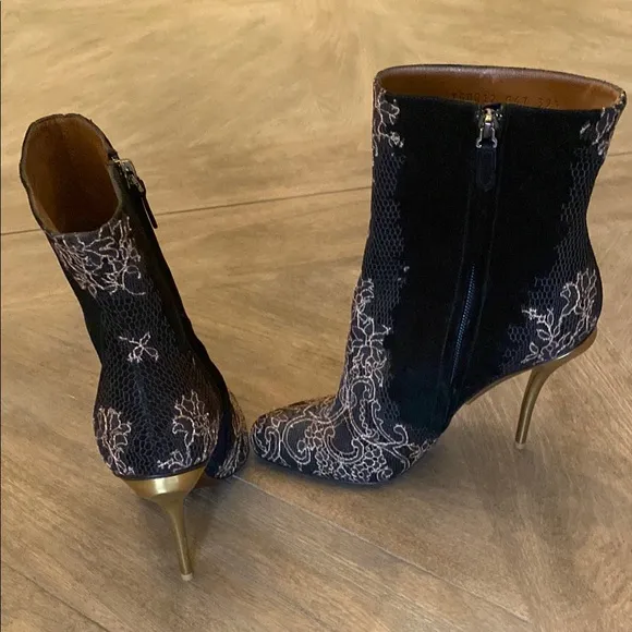 Giorgio Armani Black and Gold Women's Ankle Boots