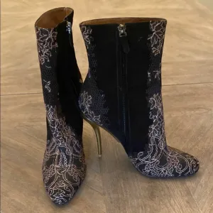 Giorgio Armani Black and Gold Women's Ankle Boots