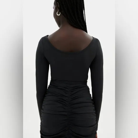 GIRLFRIEND COLLECTIVE Black Andi Ruched Midi Dress