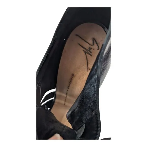 Giuseppe Zanotti Black Leather Oxford Peep Toe Ankle Boots Size 9B