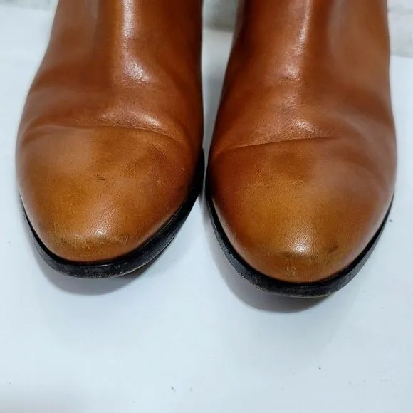 Giuseppe Zanotti Womens 36 Cognac Leather Ankle Boots Booties Zip Almond‎ Toe