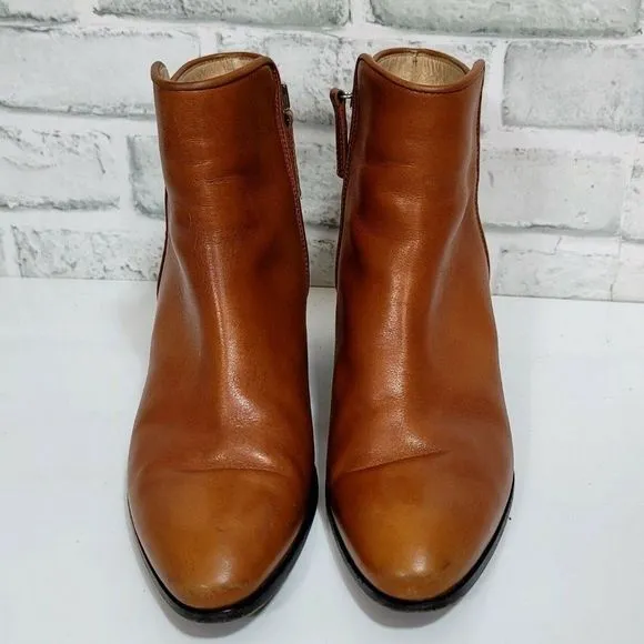 Giuseppe Zanotti Womens 36 Cognac Leather Ankle Boots Booties Zip Almond‎ Toe