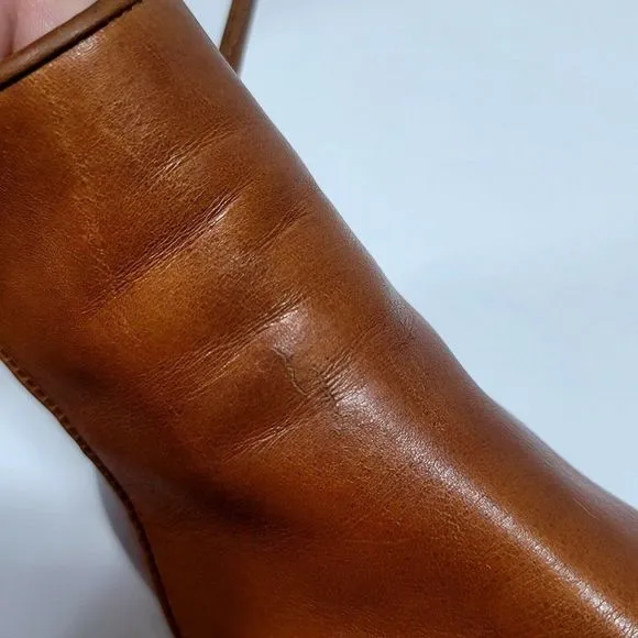 Giuseppe Zanotti Womens 36 Cognac Leather Ankle Boots Booties Zip Almond‎ Toe