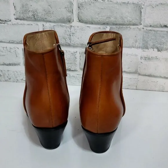 Giuseppe Zanotti Womens 36 Cognac Leather Ankle Boots Booties Zip Almond‎ Toe