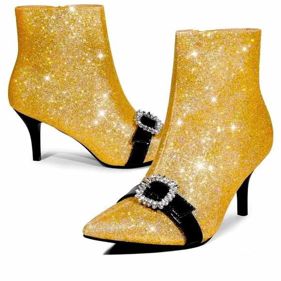 💕Glitter Ankle Boot’s, Rhinestone Buckle💕