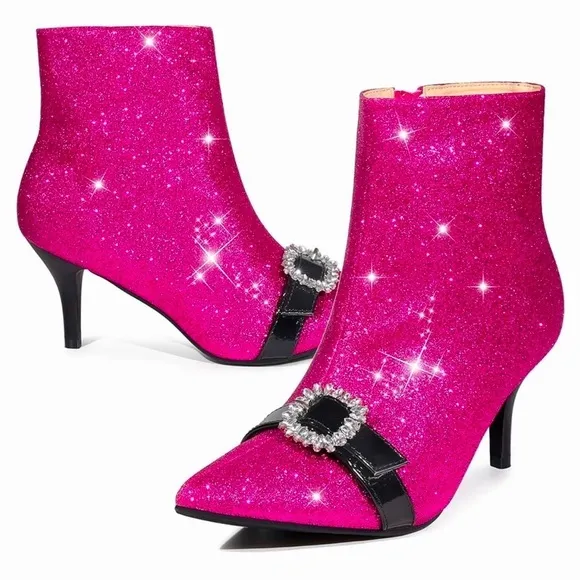 💕Glitter Ankle Boot’s, Rhinestone Buckle💕