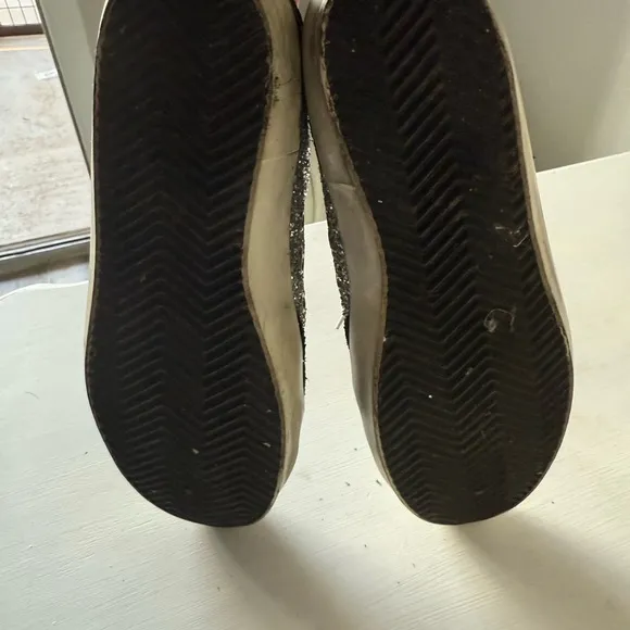 Golden Goose Black and Silver Glitter Athletic Shoes