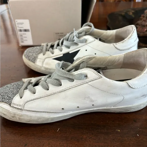 Golden Goose White and Black Sneakers