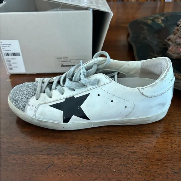 Golden Goose White and Black Sneakers