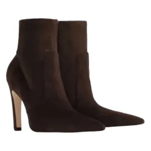 Good American Suede Icon 110 Bootie Chocolate Brown High Heel Boot 5.5
