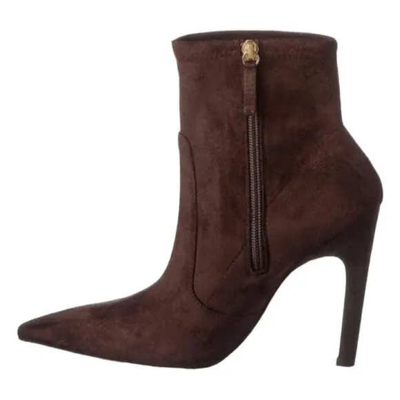 Good American Suede Icon 110 Bootie Chocolate Brown High Heel Boot 5.5