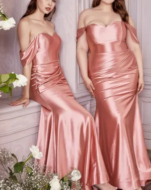 Green, black, gold, plus size fitted off shoulder long gown