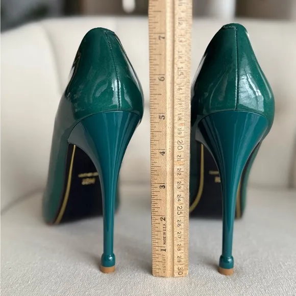 Green Stiletto Heels patent leather comfortable shoes round toe