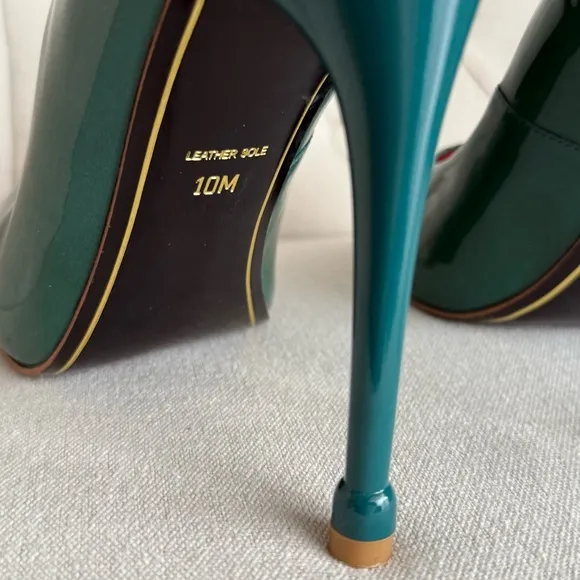 Green Stiletto Heels patent leather comfortable shoes round toe