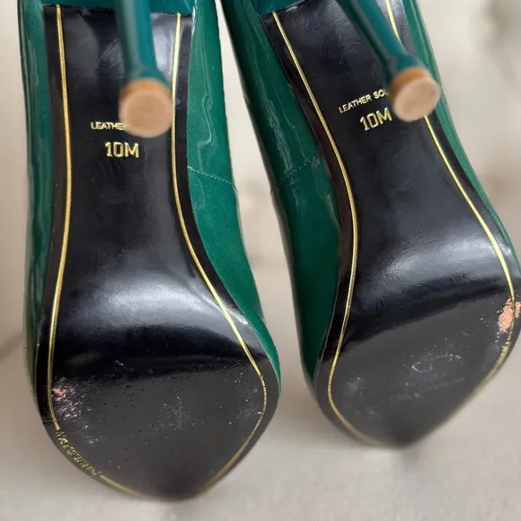 Green Stiletto Heels patent leather comfortable shoes round toe