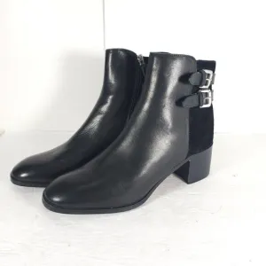 Grigiarancio Women's US 9,5 EU 40 Black Leather Buckle Zip Heeled Ankle Boots
