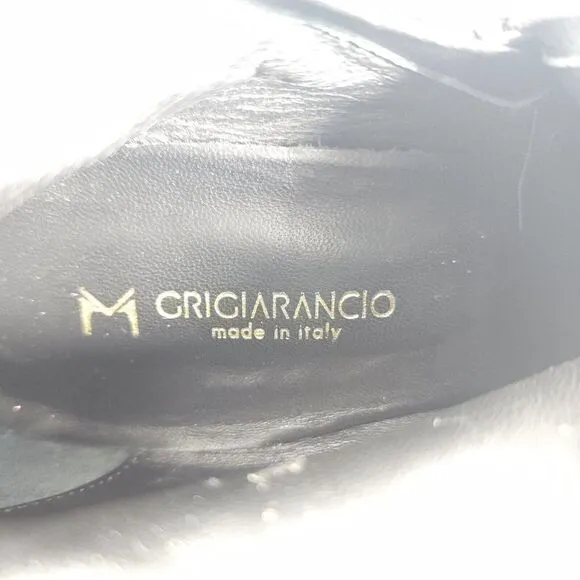 Grigiarancio Women's US 9,5 EU 40 Black Leather Buckle Zip Heeled Ankle Boots