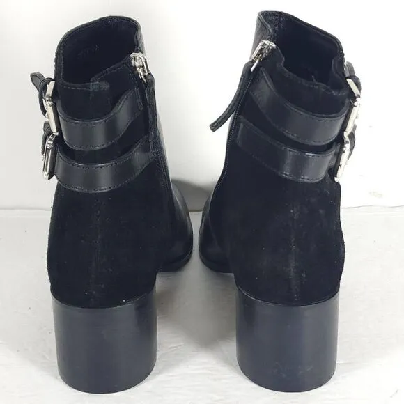 Grigiarancio Women's US 9,5 EU 40 Black Leather Buckle Zip Heeled Ankle Boots