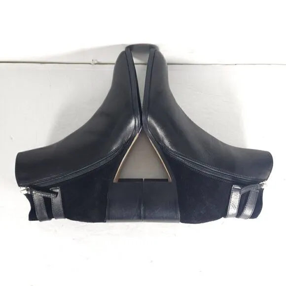 Grigiarancio Women's US 9,5 EU 40 Black Leather Buckle Zip Heeled Ankle Boots