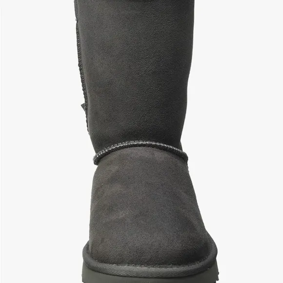 GUC Uggs Women’s Winter Gray Suede Boots with Corduroy Bows Fleece Lined Ankle