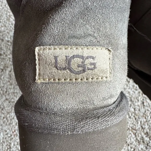 GUC Uggs Women’s Winter Gray Suede Boots with Corduroy Bows Fleece Lined Ankle