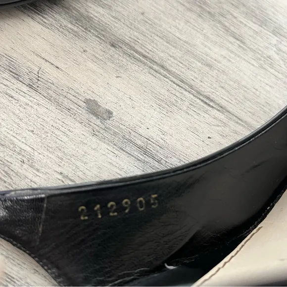 Gucci Black Patent Leather Slingback Peep toe Pumps Size 8.5B