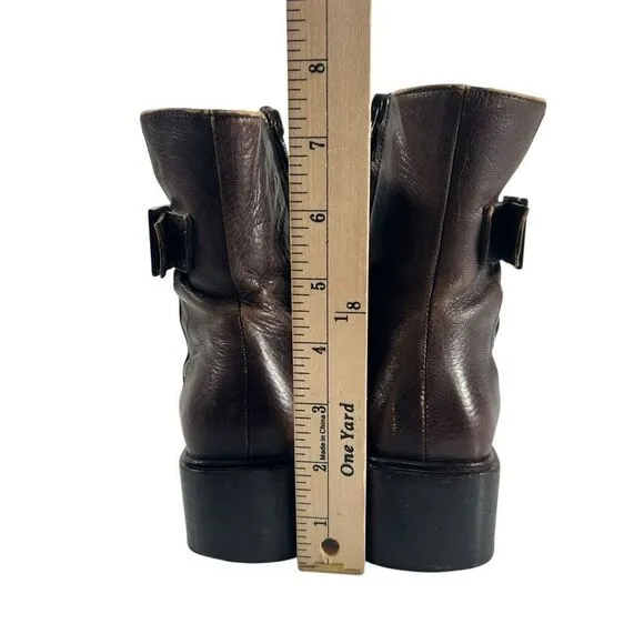 Gucci Leather Square Toe Ankle Boots Women's Brown Size 5.5C