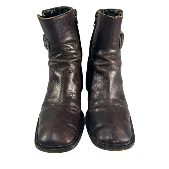 Gucci Leather Square Toe Ankle Boots Women's Brown Size 5.5C
