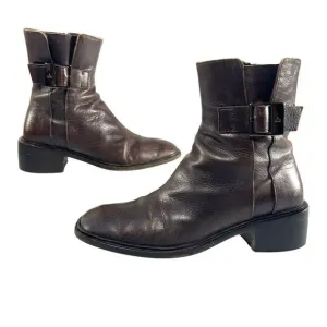 Gucci Leather Square Toe Ankle Boots Women's Brown Size 5.5C