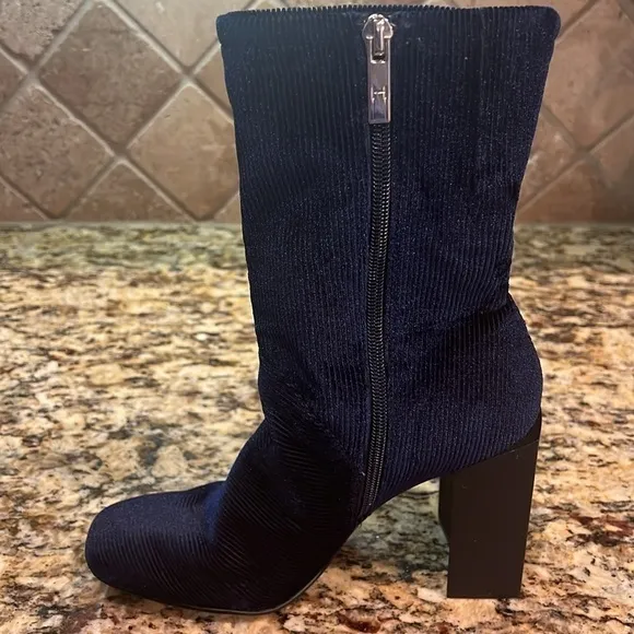 H by Halston Kandi Blue Corduroy Ankle Boots Size 6 NEW