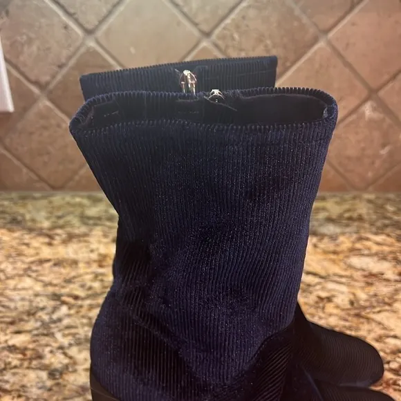H by Halston Kandi Blue Corduroy Ankle Boots Size 6 NEW