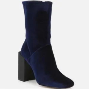 H by Halston Kandi Blue Corduroy Ankle Boots Size 6 NEW