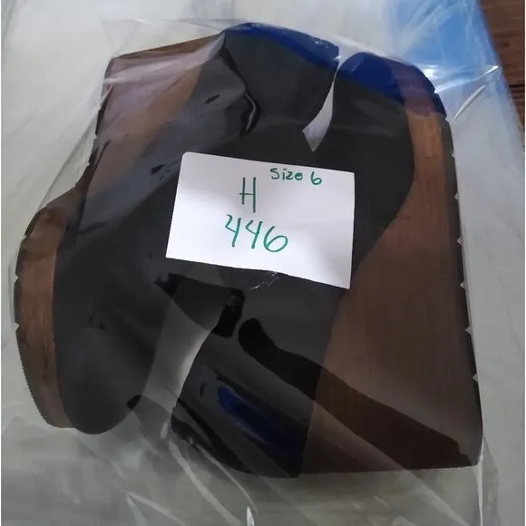 [H446] Dr. Scholl's Black Leather Wedge Ankle Boots, Size