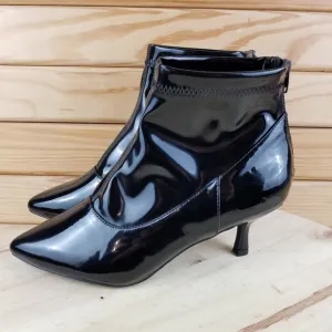 Halston MUMBAI Black Vegan Leather Ankle Boots Booties Heeled Back Zip Women's 9