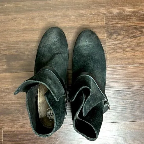 Hand Crafted Black Boots with Studded Ankle Strap size 9.5