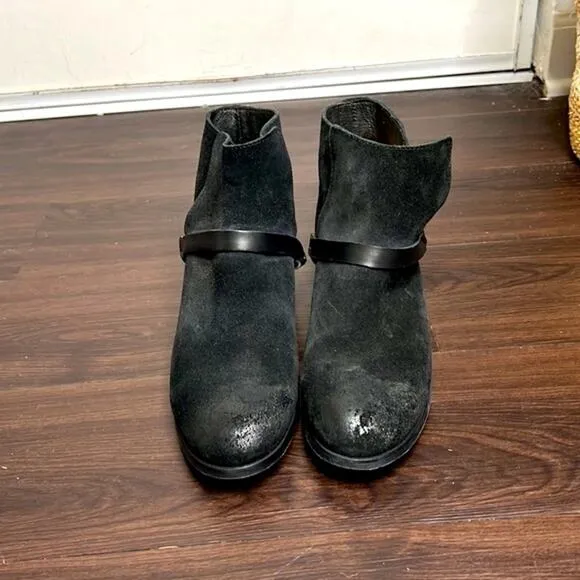 Hand Crafted Black Boots with Studded Ankle Strap size 9.5