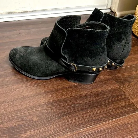Hand Crafted Black Boots with Studded Ankle Strap size 9.5