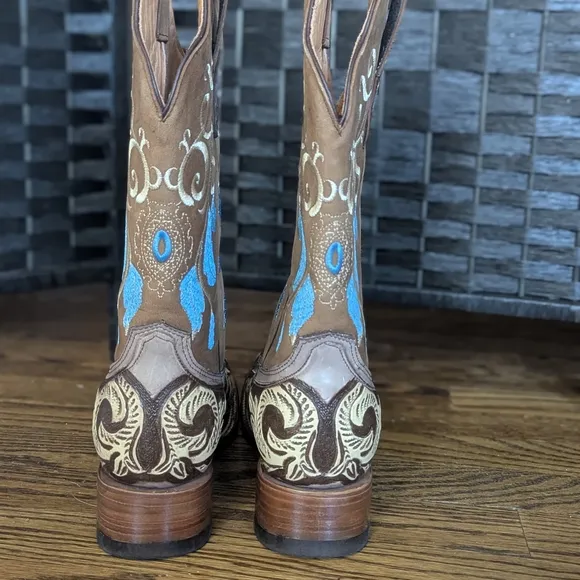 Handmade Handpainted Embroidered Western Cowboy Boots 8.5 Womens 7 Mens Mexico