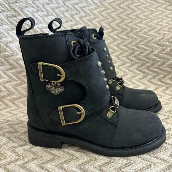 Harley Davidson Barlyn Black Leather Motorcycle Boots