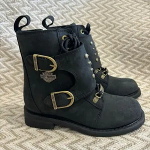 Harley Davidson Barlyn Black Leather Motorcycle Boots