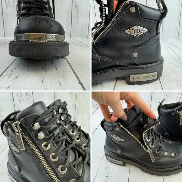 Harley-Davidson Black Havoc 5&quot; Pull Zip Motorcycle Boots D81639 Women's Size 6