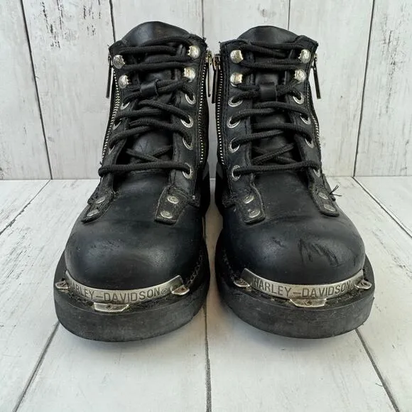 Harley-Davidson Black Havoc 5&quot; Pull Zip Motorcycle Boots D81639 Women's Size 6