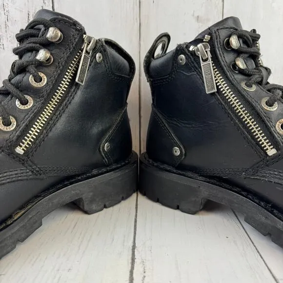 Harley-Davidson Black Havoc 5&quot; Pull Zip Motorcycle Boots D81639 Women's Size 6
