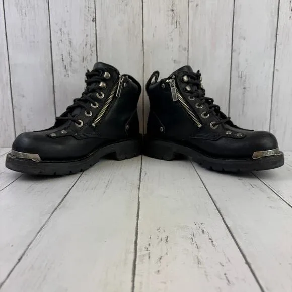 Harley-Davidson Black Havoc 5&quot; Pull Zip Motorcycle Boots D81639 Women's Size 6