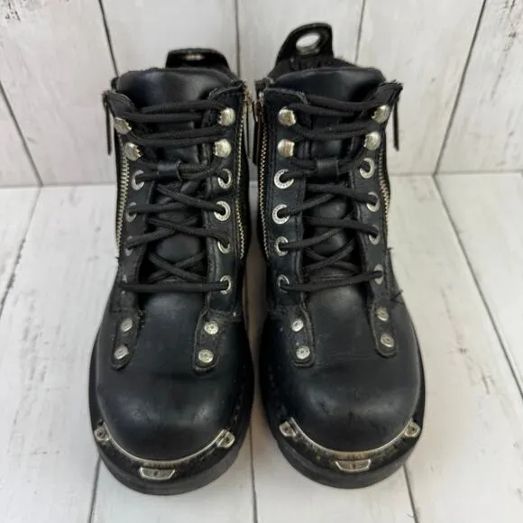 Harley-Davidson Black Havoc 5&quot; Pull Zip Motorcycle Boots D81639 Women's Size 6